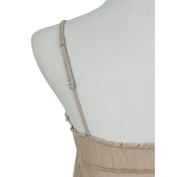 Vintage Anthropologie Eloise Beige Lace Crochet Trim Camisole Nighty Slip Dress - Picture 8 of 13